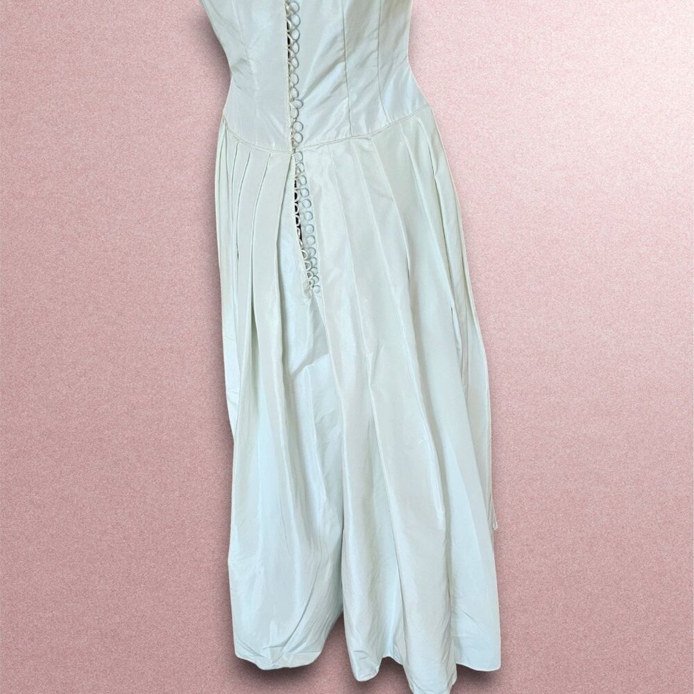 Vintage 50's Ivory Taffeta Cap Sleeve Wedding Gown - Picture 6 of 8